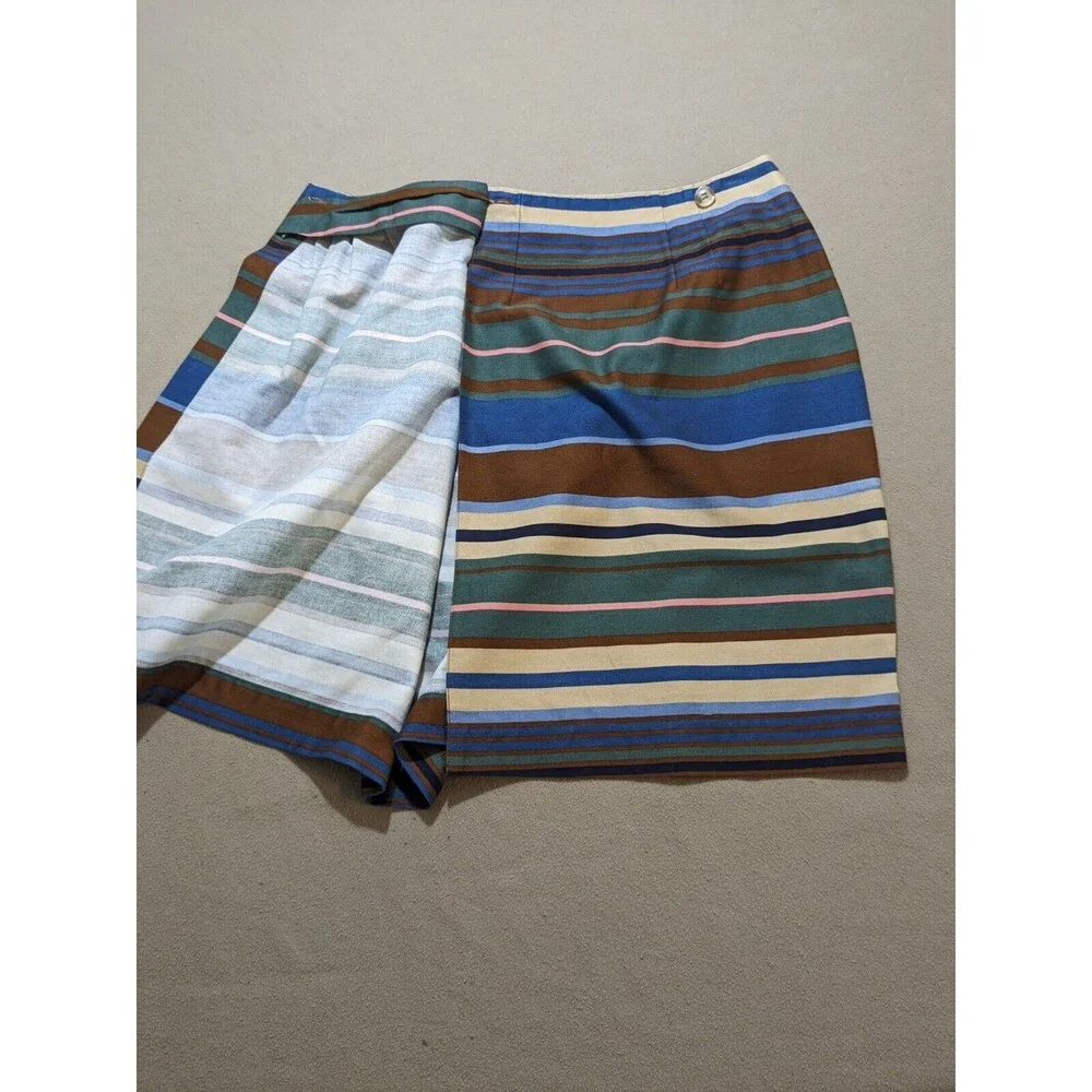 Bechamel Vintage Women's Cotton Multi-Color Stripped Wrap Around Skirt Size 8 - Picture 4 of 10